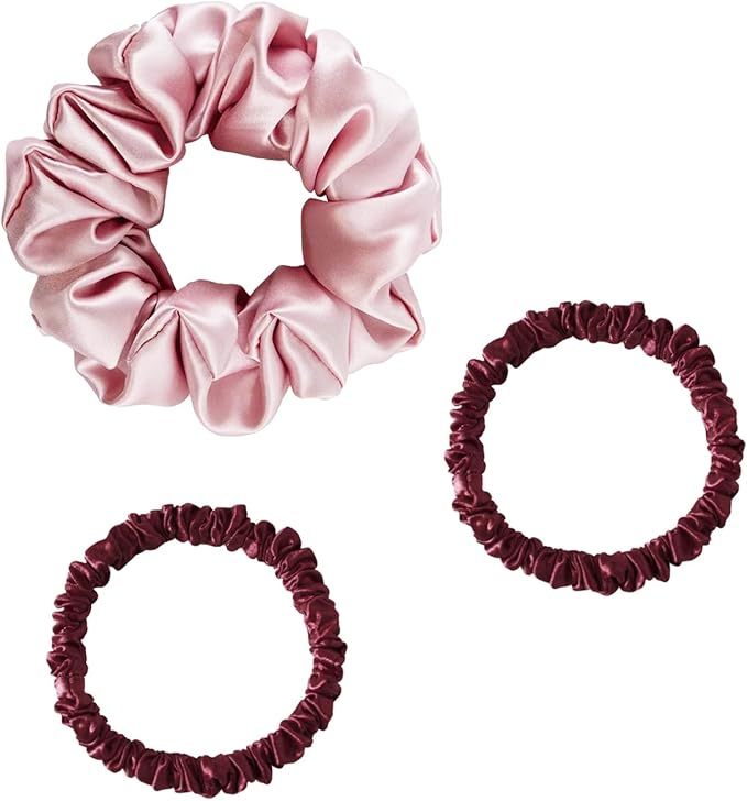 22 Momme 100% reine Maulbeerseide Haar Ring Set von 3