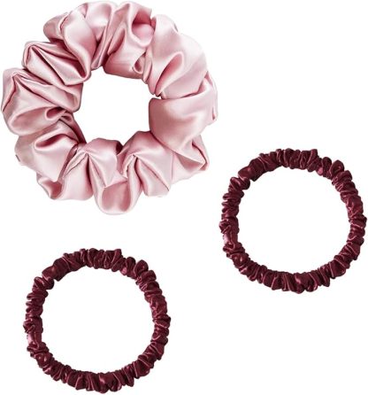 townssilk Seidene Haarschlaufen, 100% Reine Maulbeerseide, 22 Momme, Haarfreundlich, Luxuriös, Elastisch, Haargummis, Packung mit 3 Stück