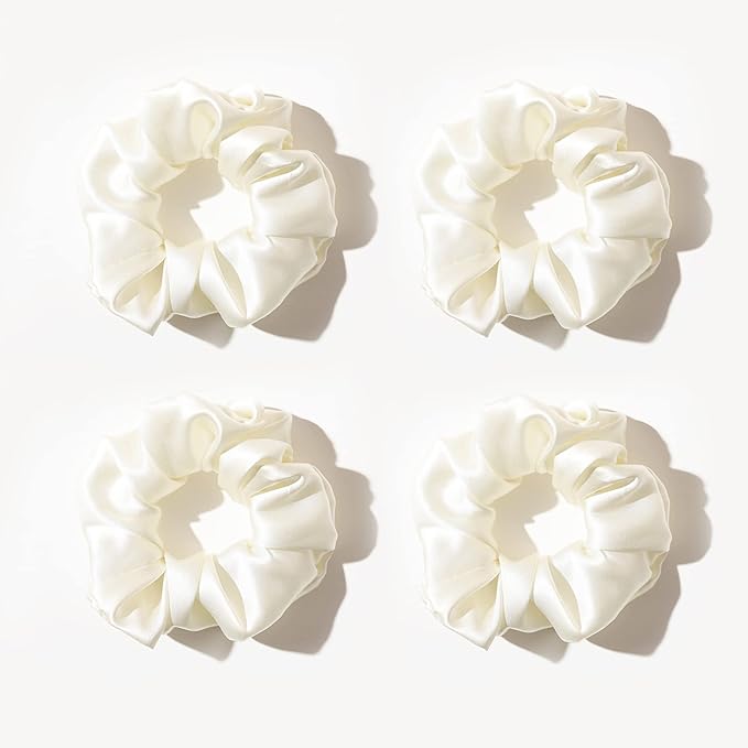 townssilk Seidene Skinnie Haarbänder Haargummis 100% Reine Maulbeerseide 22 Momme Haarfreundlich Luxuriöse Elastische 4 Haargummis Farbe 4 Stk