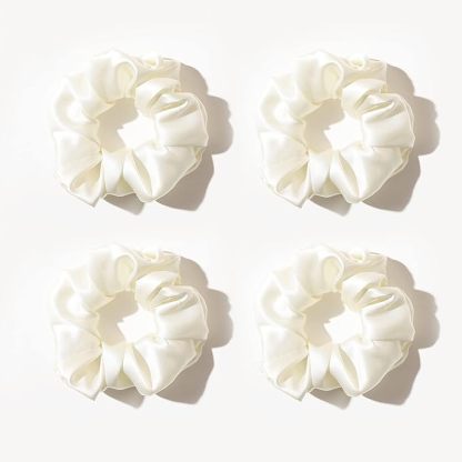 townssilk Seidene Skinnie Haarbänder Haargummis 100% Reine Maulbeerseide 22 Momme Haarfreundlich Luxuriöse Elastische 4 Haargummis Farbe 4 Stk