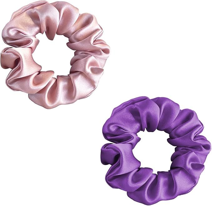 Townssilk Seidene Haarschlaufen, 100% reine Maulbeerseide, 22 Momme, haarfreundlich, luxuriös, elastisch, Haargummis, 2er-Pack