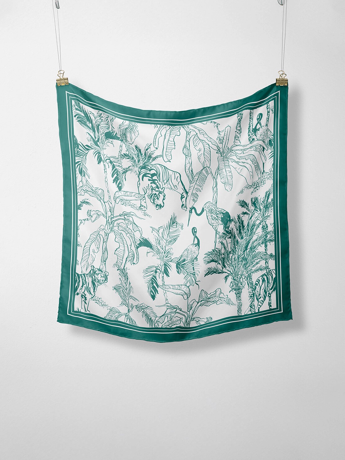 16Momme Seidenschal mit Dschungel-Tiger