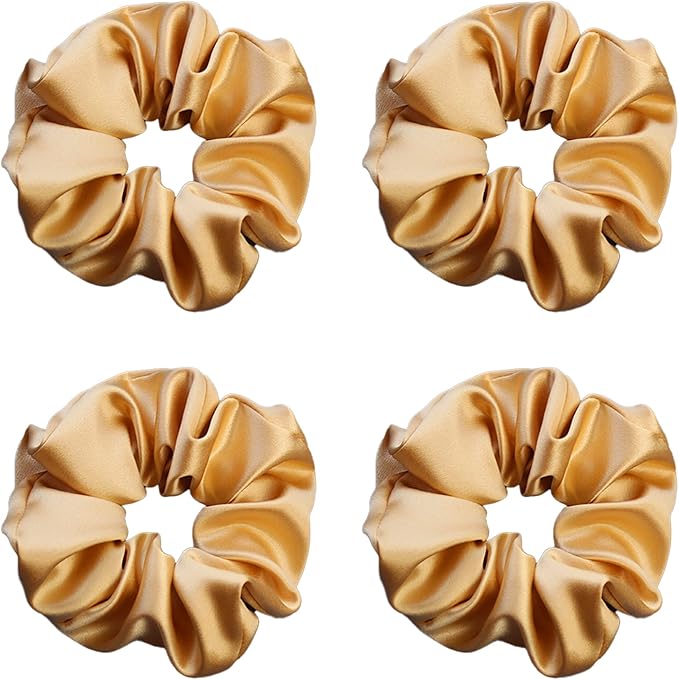 townssilk Seidene Skinnie Haarbänder Haargummis 100% Reine Maulbeerseide 22 Momme Haarfreundlich Luxuriöse Elastische 4 Haargummis Farbe 4 Stk
