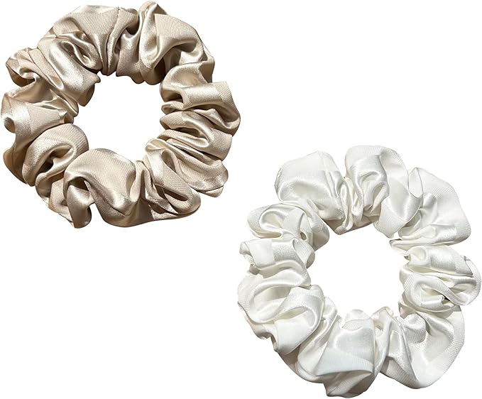 Townssilk Seidene Haarschlaufen, 100% reine Maulbeerseide, 22 Momme, haarfreundlich, luxuriös, elastisch, Haargummis, 2er-Pack