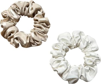 Townssilk Seidene Haarschlaufen, 100% reine Maulbeerseide, 22 Momme, haarfreundlich, luxuriös, elastisch, Haargummis, 2er-Pack