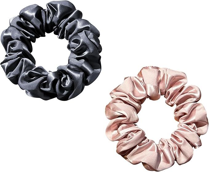 Townssilk Seidene Haarschlaufen, 100% reine Maulbeerseide, 22 Momme, haarfreundlich, luxuriös, elastisch, Haargummis, 2er-Pack