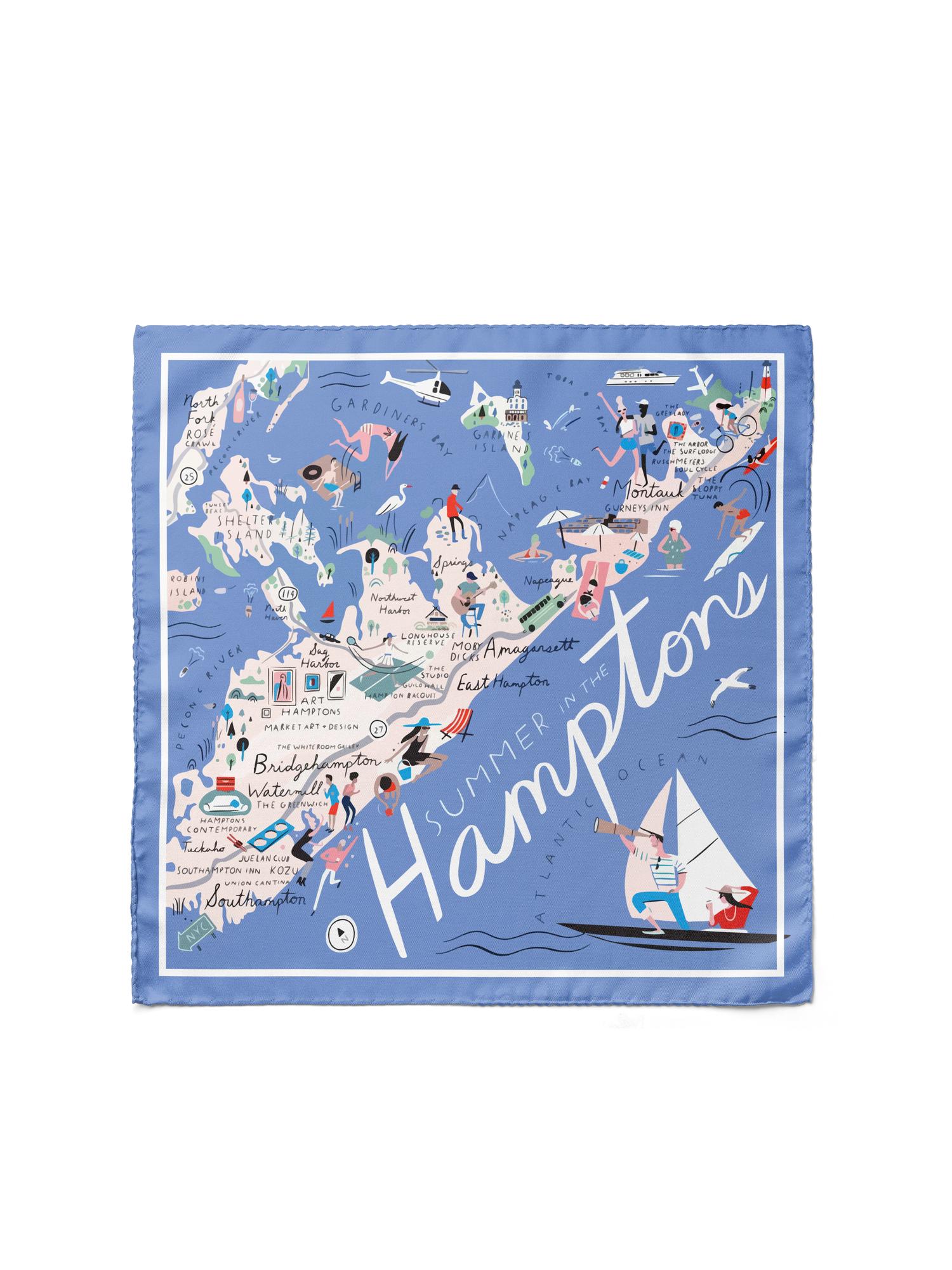 Seidentuch 16Momme – Maritimes Design, quadratisch