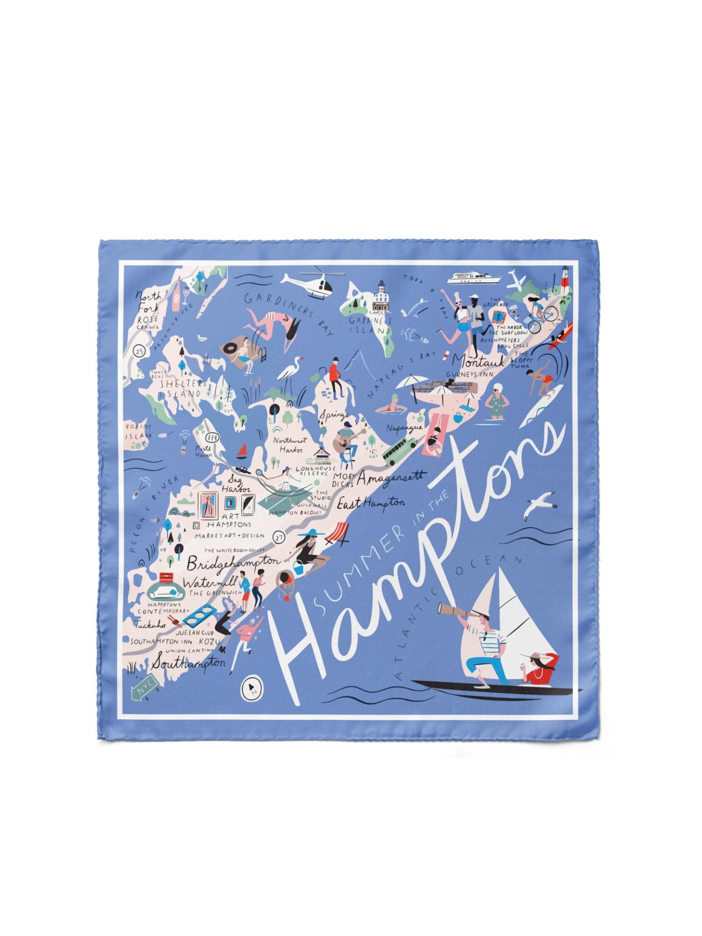 Seidentuch 16Momme – Maritimes Design, quadratisch