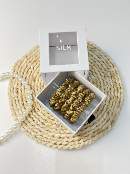 22 Momme Silk Hair Scrunchies 5-Pack (S, Solid Colors)