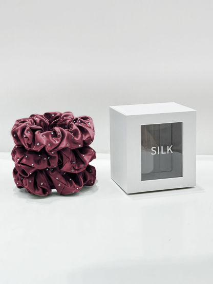 22 Momme Seiden-Haargummis, Uni, 3er-Pack