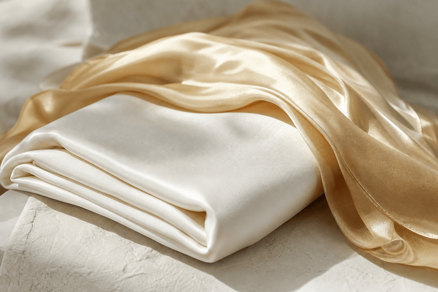 A close-up of high-quality mulberry silk fabric.