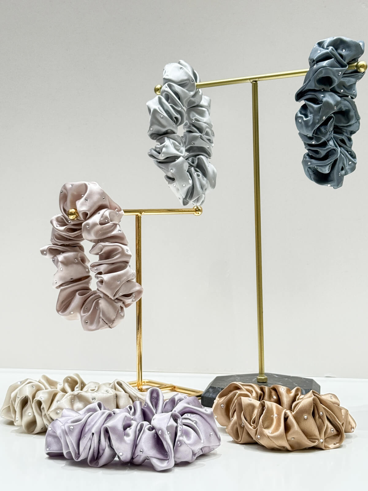 22 Momme Seiden-Haargummis, Uni, 3er-Pack