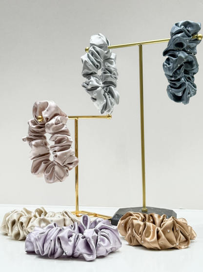 22 Momme Seiden-Haargummis, Uni, 3er-Pack