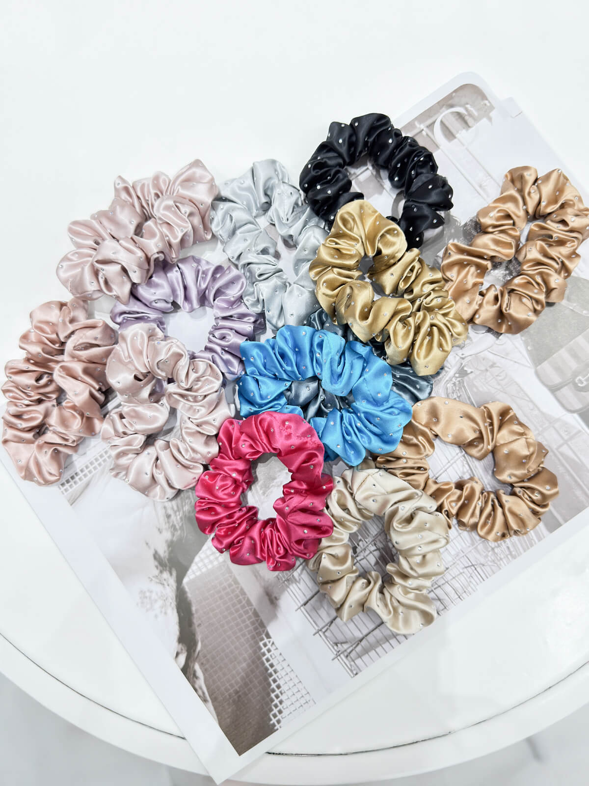 22 Momme Seiden-Haargummis, Uni, 3er-Pack