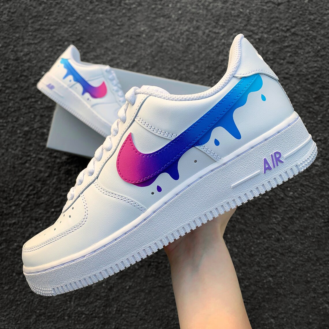 Color Gradient with Drops Custom Hand-painted Sneaker AF1
