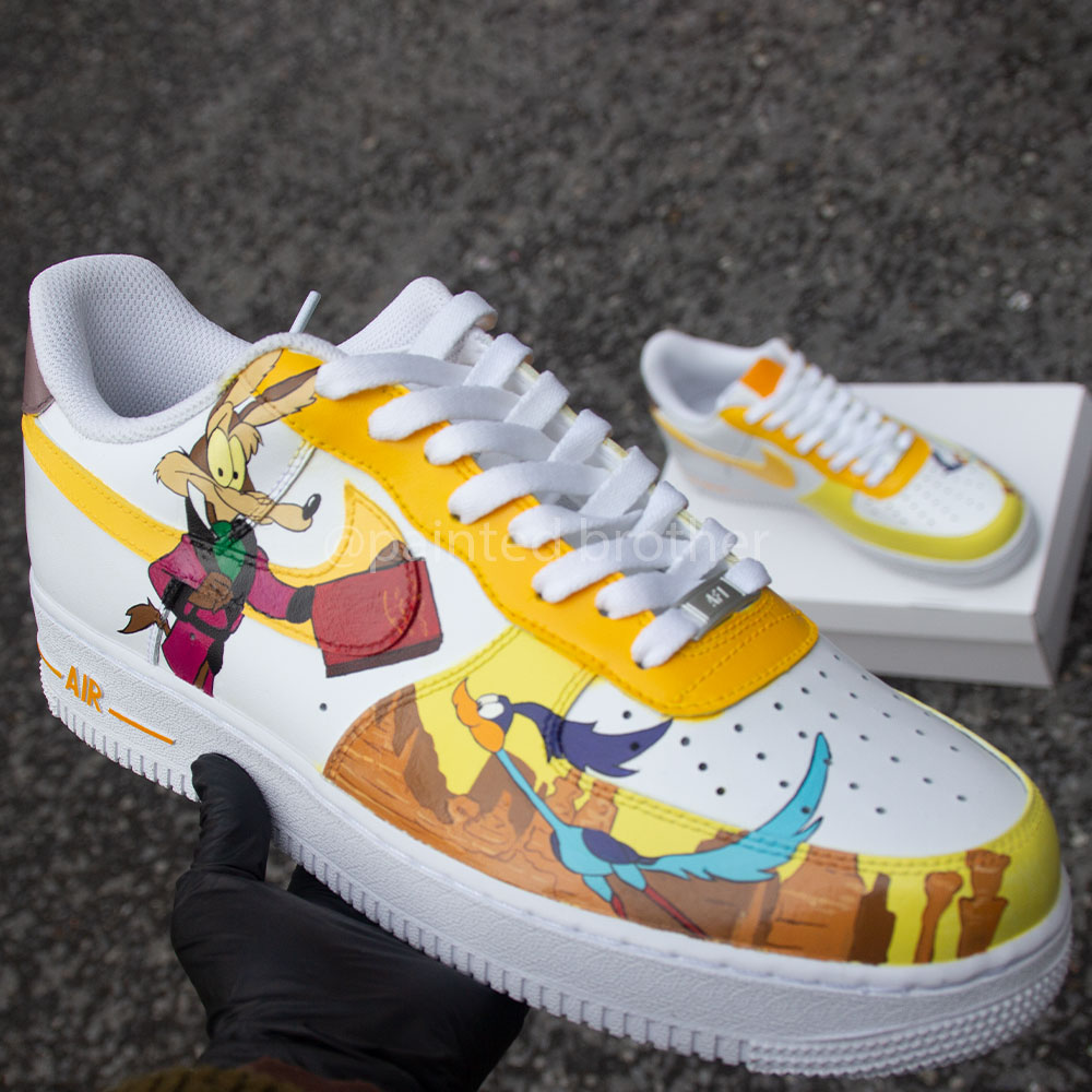Looney Tunes Wile E Coyote Custom Hand Painted Nike Air Force 1