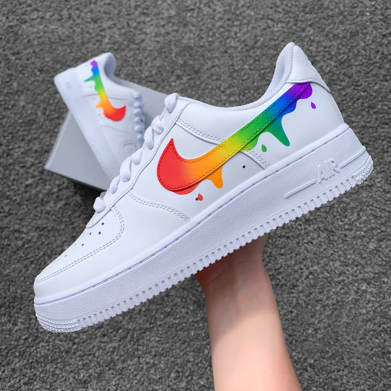 Rainbow Color Gradient with Drops Custom Hand-painted Sneaker
