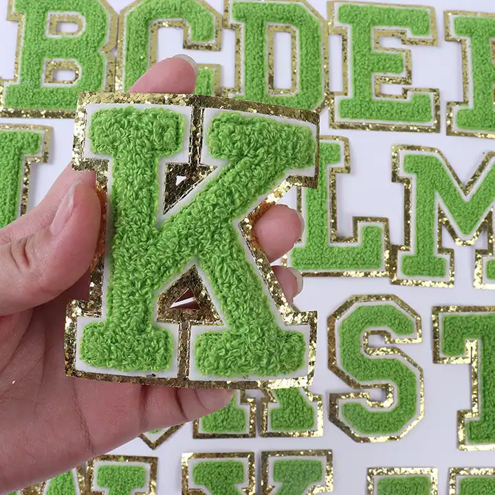 26 Pieces Glitter Chenille Letter Iron on Patches Sew On Chenille Varsity A-Z Patches