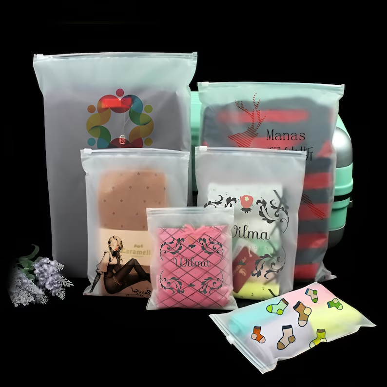 Custom Zipper Bags Frosted Zipper Plastic Bags Custom Logo For Clothing Packaging