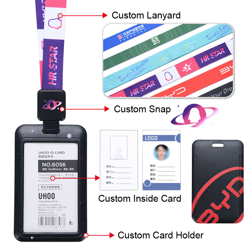 Custom Card Holder Full Set With Lanyard Snap Personalised With Your Logo