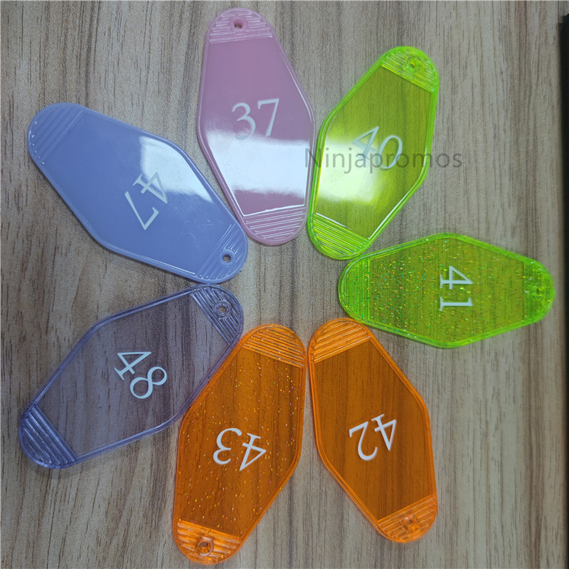 New Coming Custom Transparent Plastic Keychain Hotel Key Tags
