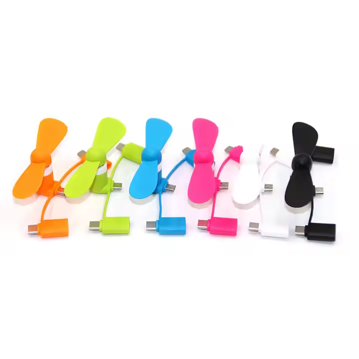 Custom 3-in-1 Mini fan For Android, iPhone and Type C Device