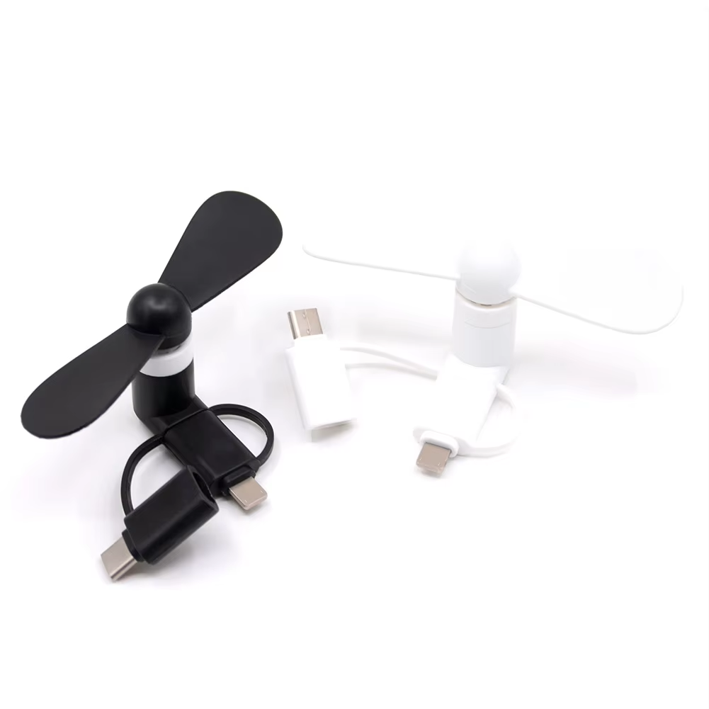 Custom 3-in-1 Mini fan For Android, iPhone and Type C Device