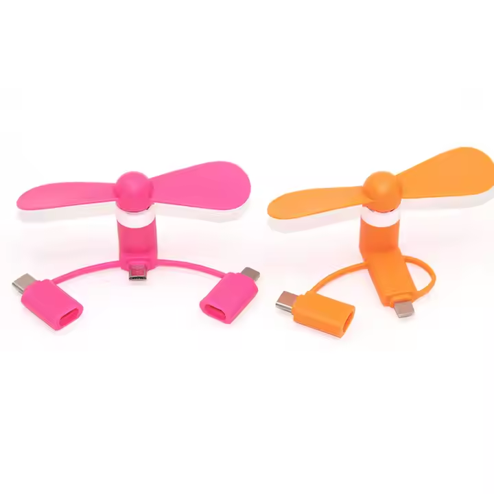 Custom 3-in-1 Mini fan For Android, iPhone and Type C Device