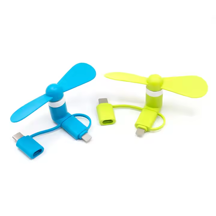 Custom 3-in-1 Mini fan For Android, iPhone and Type C Device