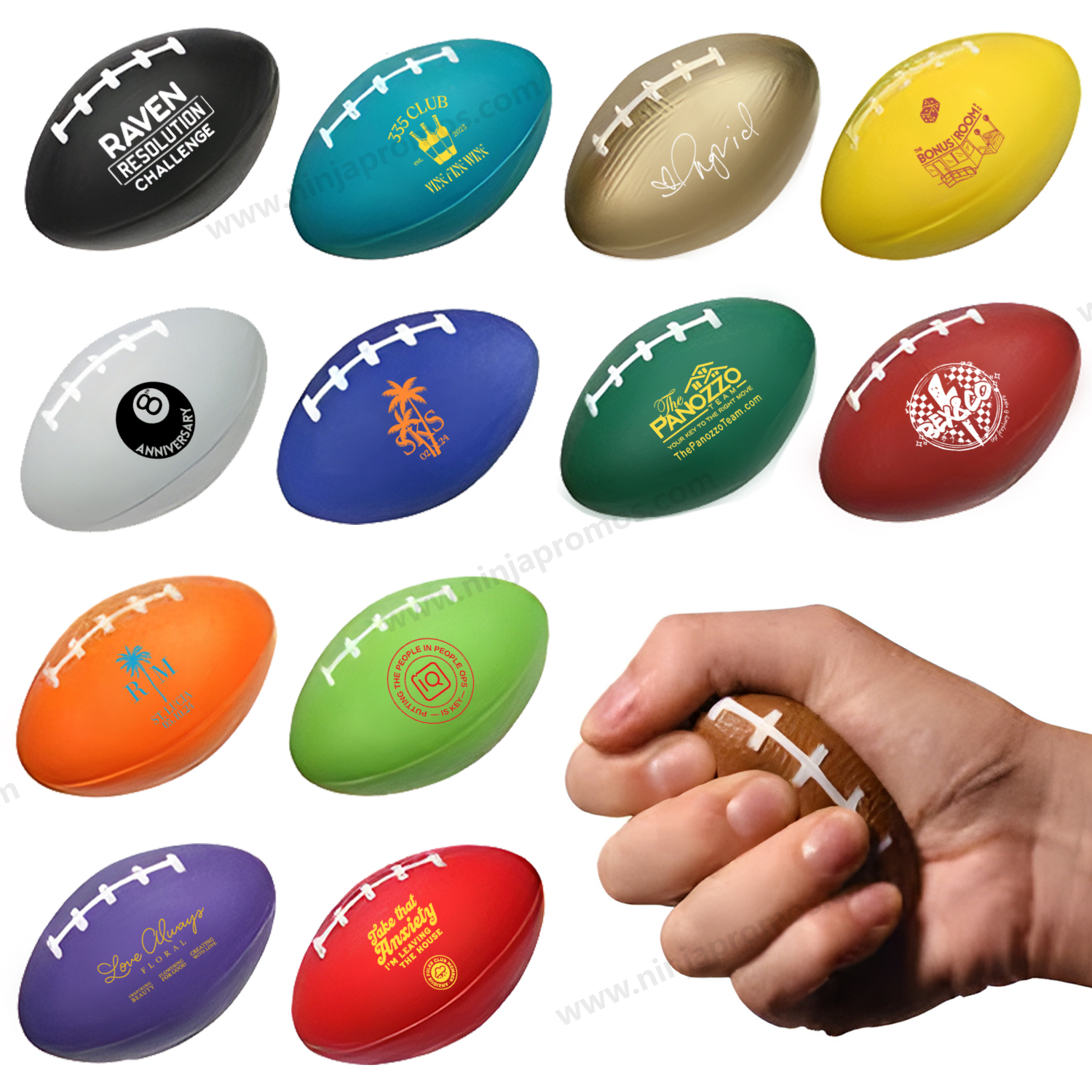 Custom Logo Sports Stress Balls Promotional Football Stress Reliever