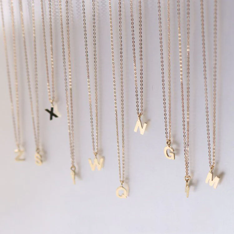 MINI SOLID 14K GOLD INITIAL NECKLACE