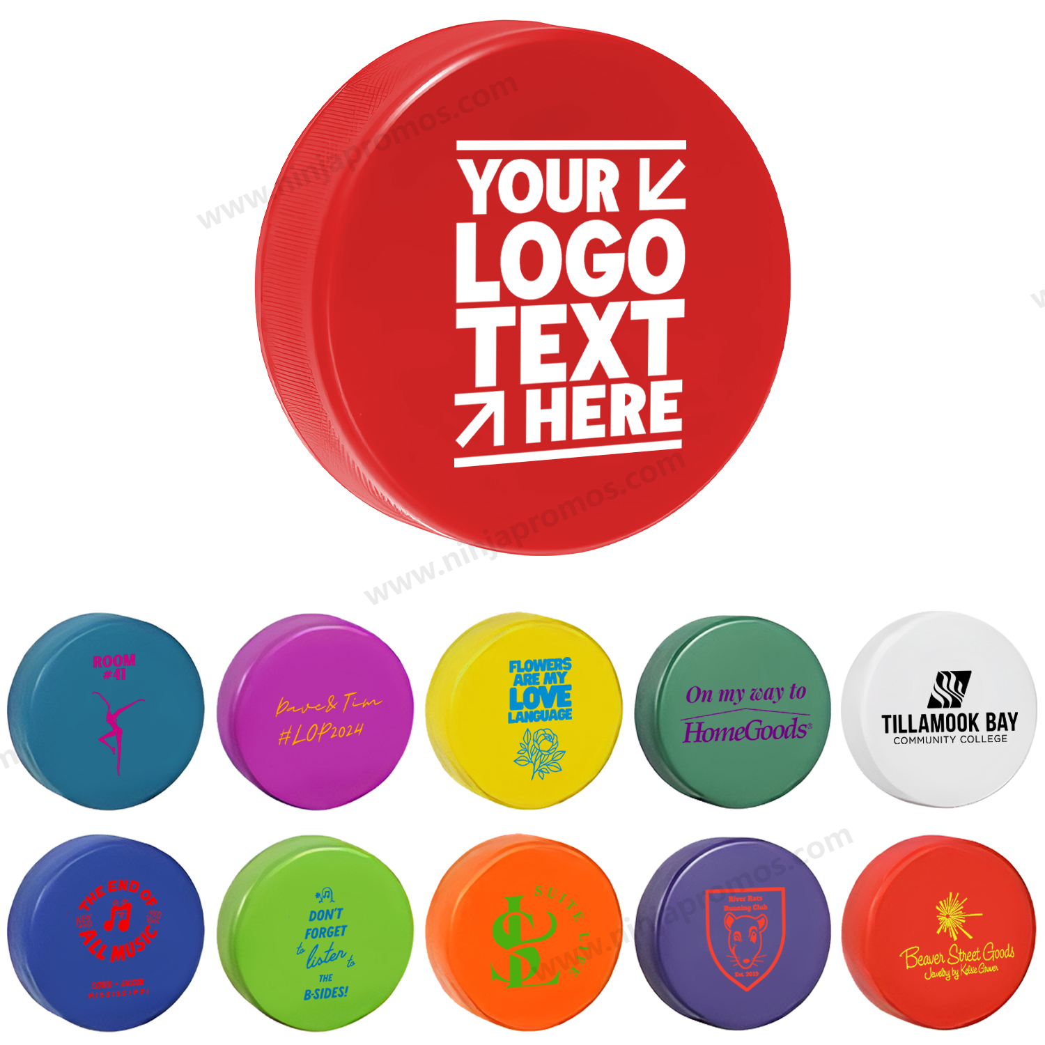 Promotional Ice Hockey Puck Stress Ball Custom Printed Logo Foam Reliever