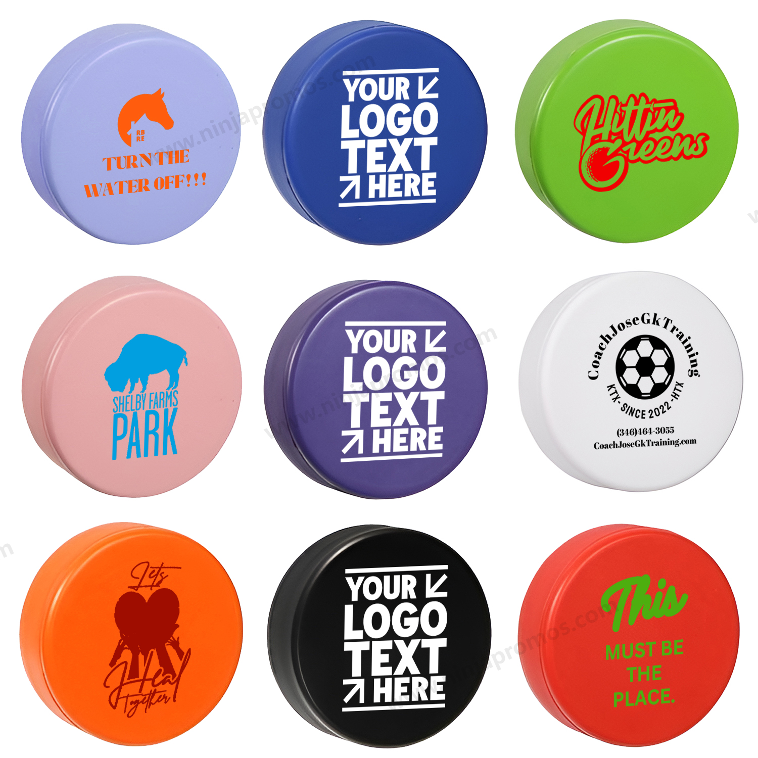Promotional Ice Hockey Puck Stress Ball Custom Printed Logo Foam Reliever