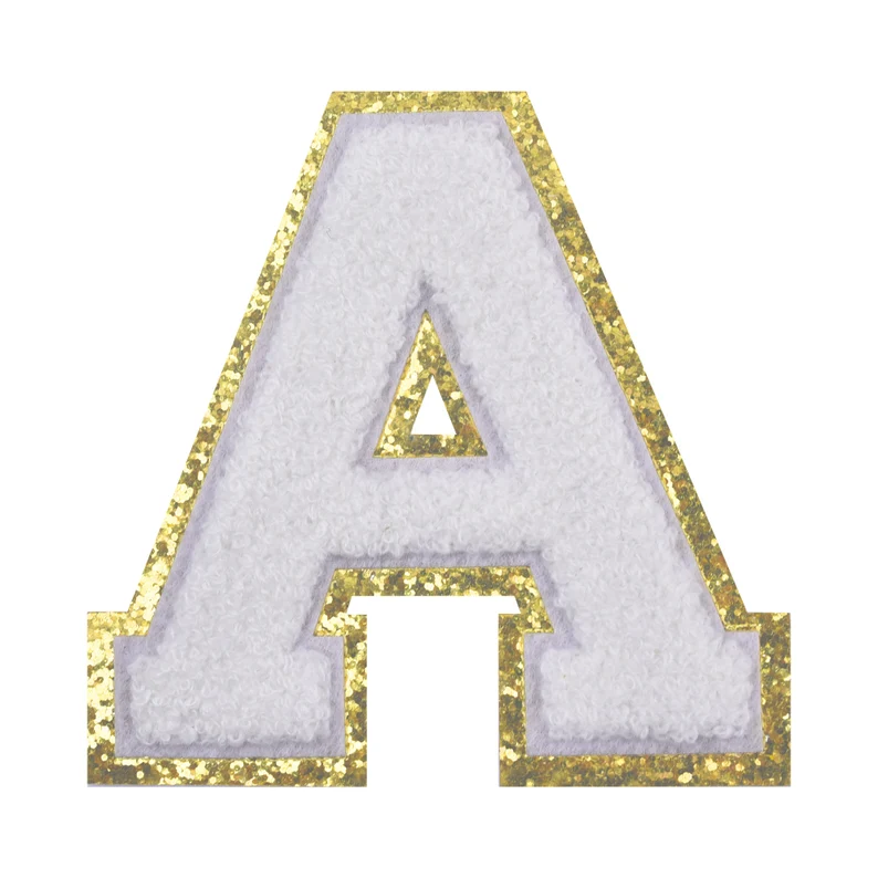 26 Pieces Glitter Chenille Letter Iron on Patches Sew On Chenille Varsity A-Z Patches