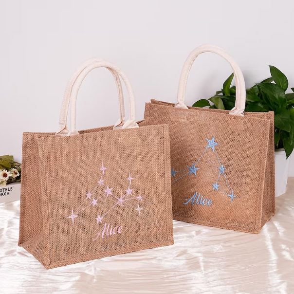 Personalized Burlap Tote Bags with Custom Logo – Eco-Friendly Jute Bags for Gifts