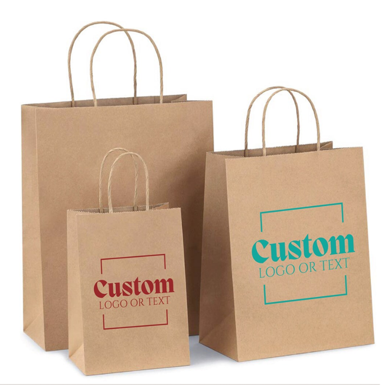 Custom Logo Boutique Paper Bags, Kraft Paper Bag, Shopping Bags with Handle, Party Gift Bag
