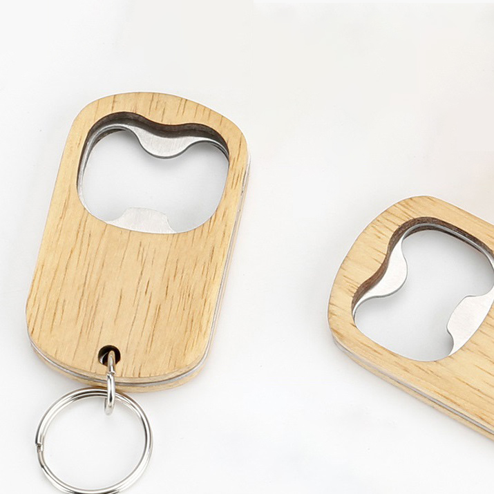 Custom Logo Wooden Bottle Opener Keychains