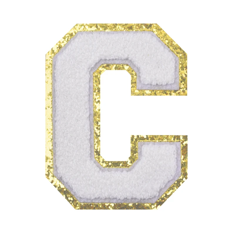26 Pieces Glitter Chenille Letter Iron on Patches Sew On Chenille Varsity A-Z Patches