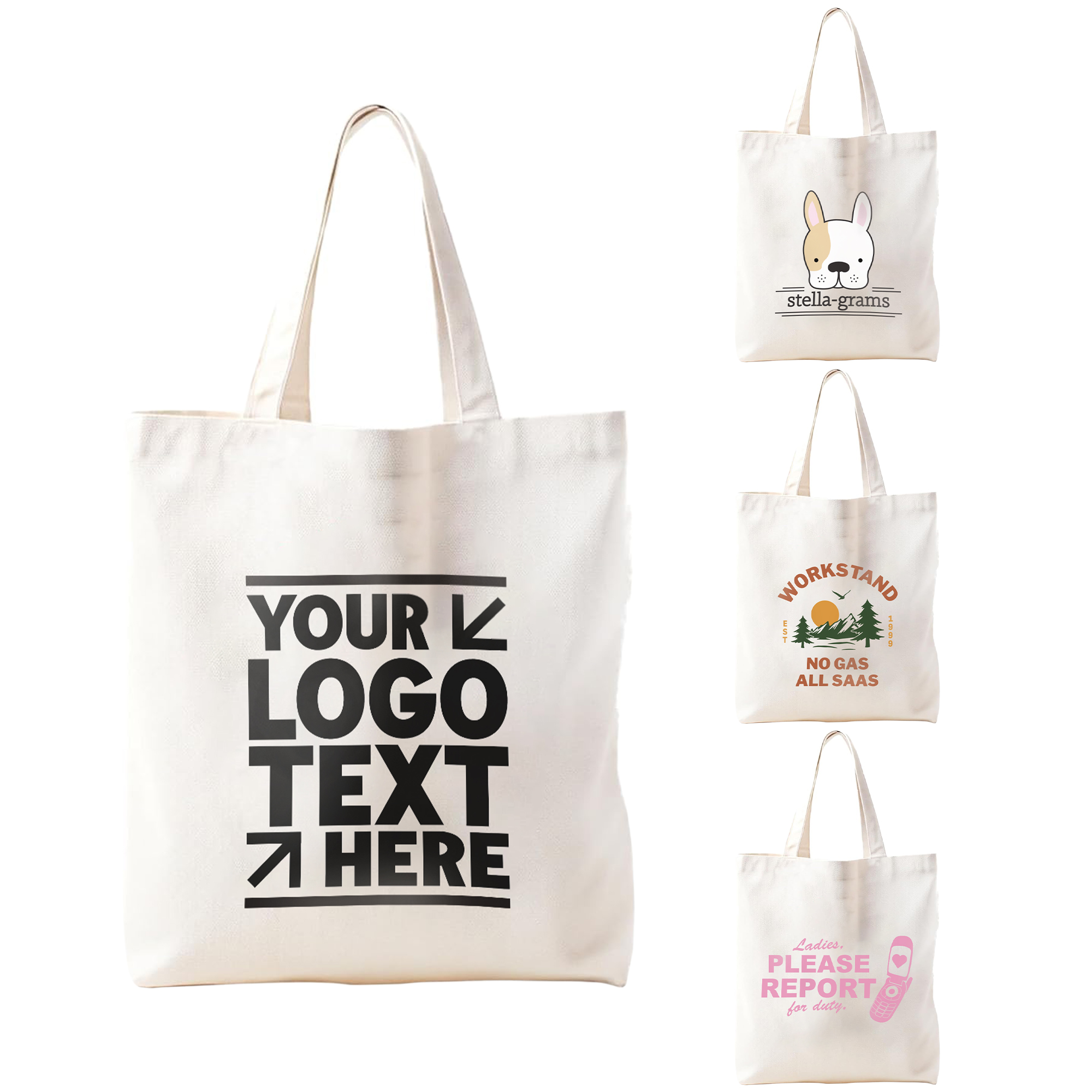 Custom Canvas Tote Bag with Logo | Reusable Cotton Shopping Bag for Work, Travel, or Gifts