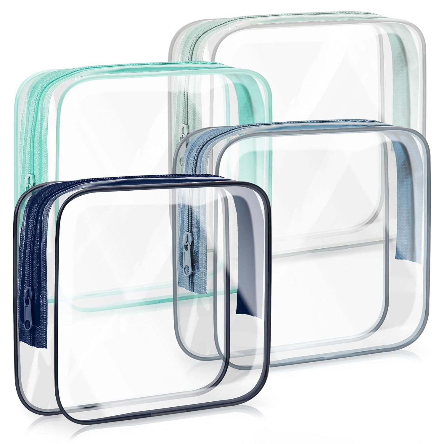 4 Pack Clear Cosmetic Toiletry Bags – Travel Makeup Organizer