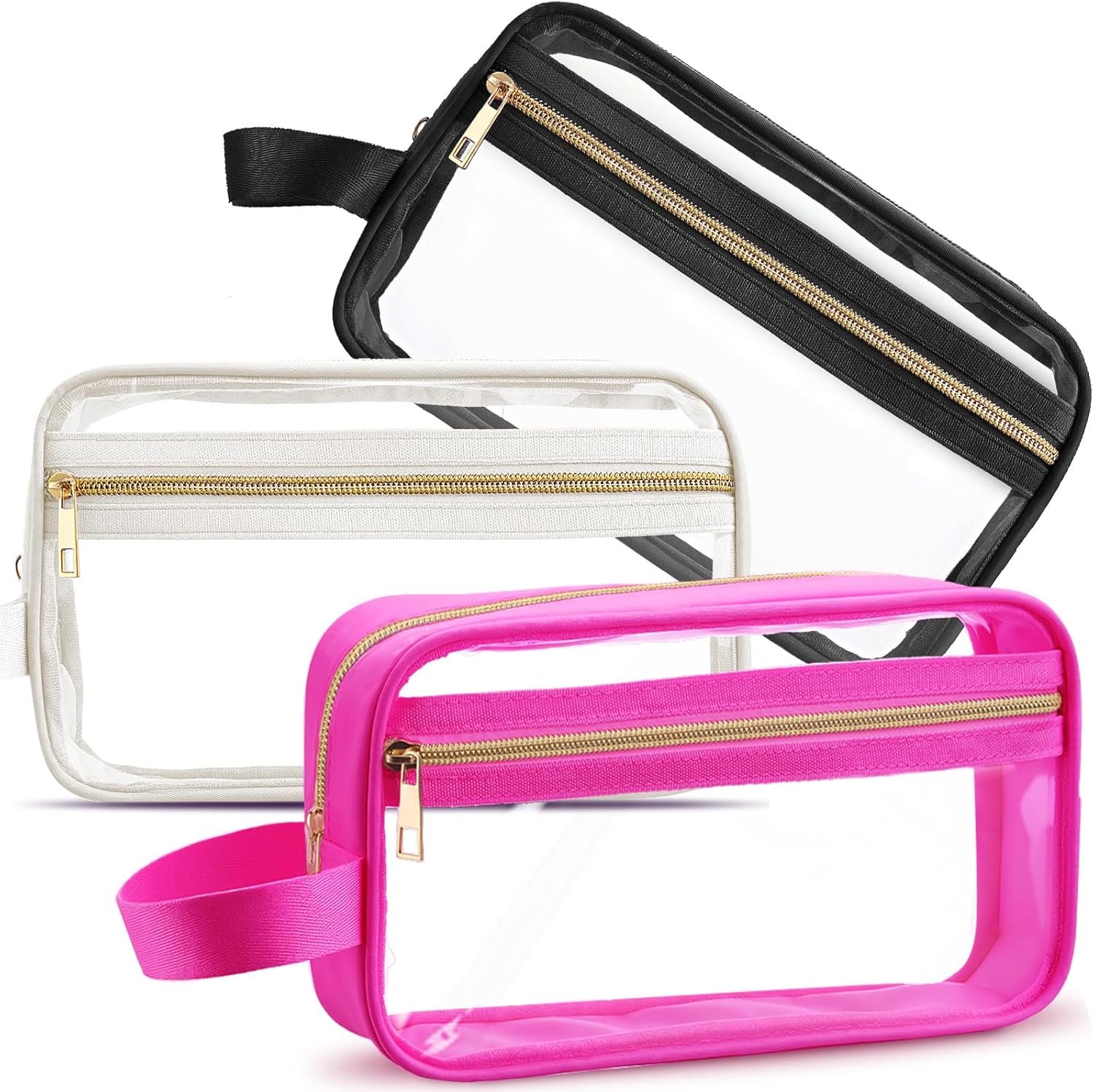 Custom Clear Travel Toiletry & Makeup Bags with Zipper and Handles – TSA Approved