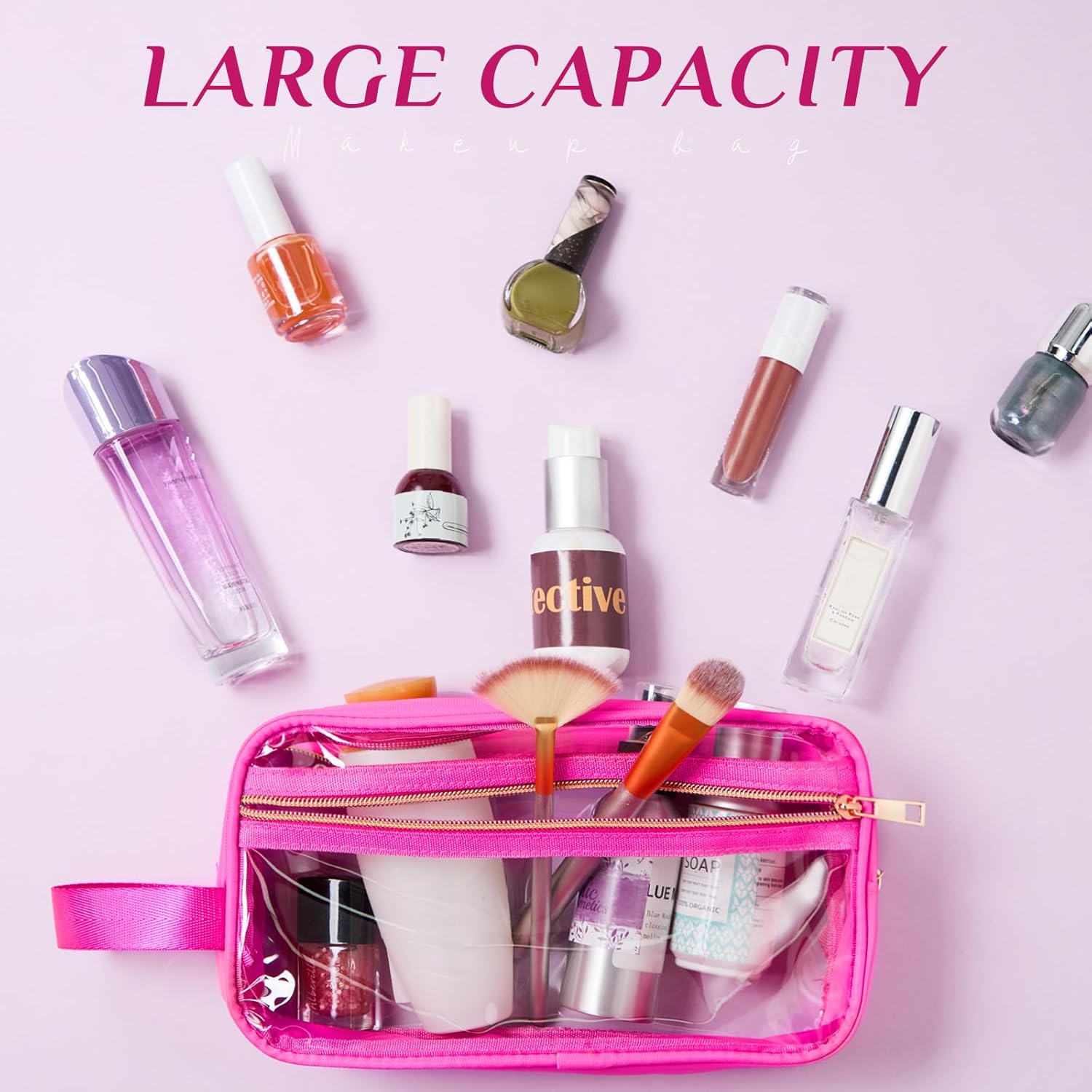 Custom Clear Travel Toiletry & Makeup Bags with Zipper and Handles – TSA Approved