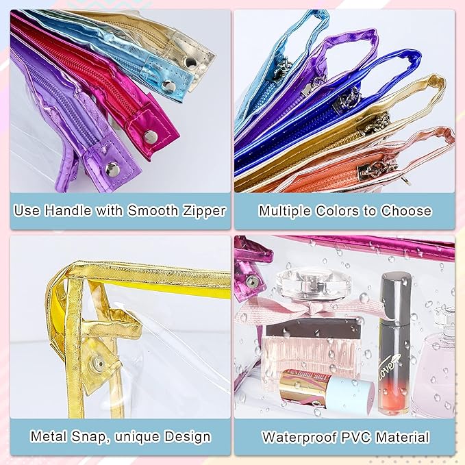 Portable Transparent Cosmetic Bag – Clear Waterproof PVC Makeup & Toiletry Pouch with Handle