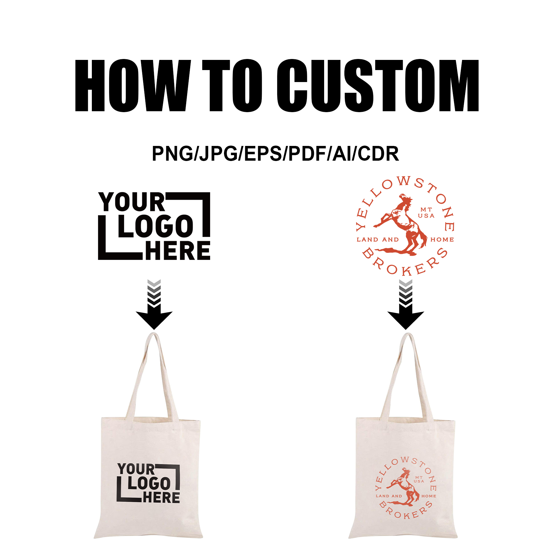 Custom Canvas Tote Bag  – Natural Color Bulk Logo Printing