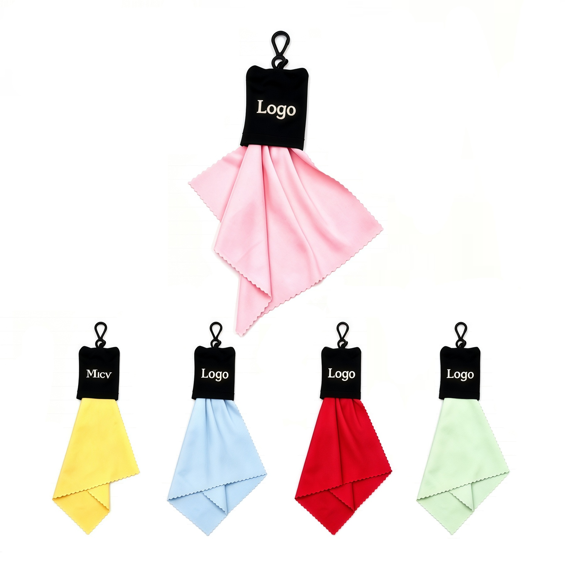 Personalized Microfiber Lens Cleaning Cloth with Custom Logo Pouch and Keychain