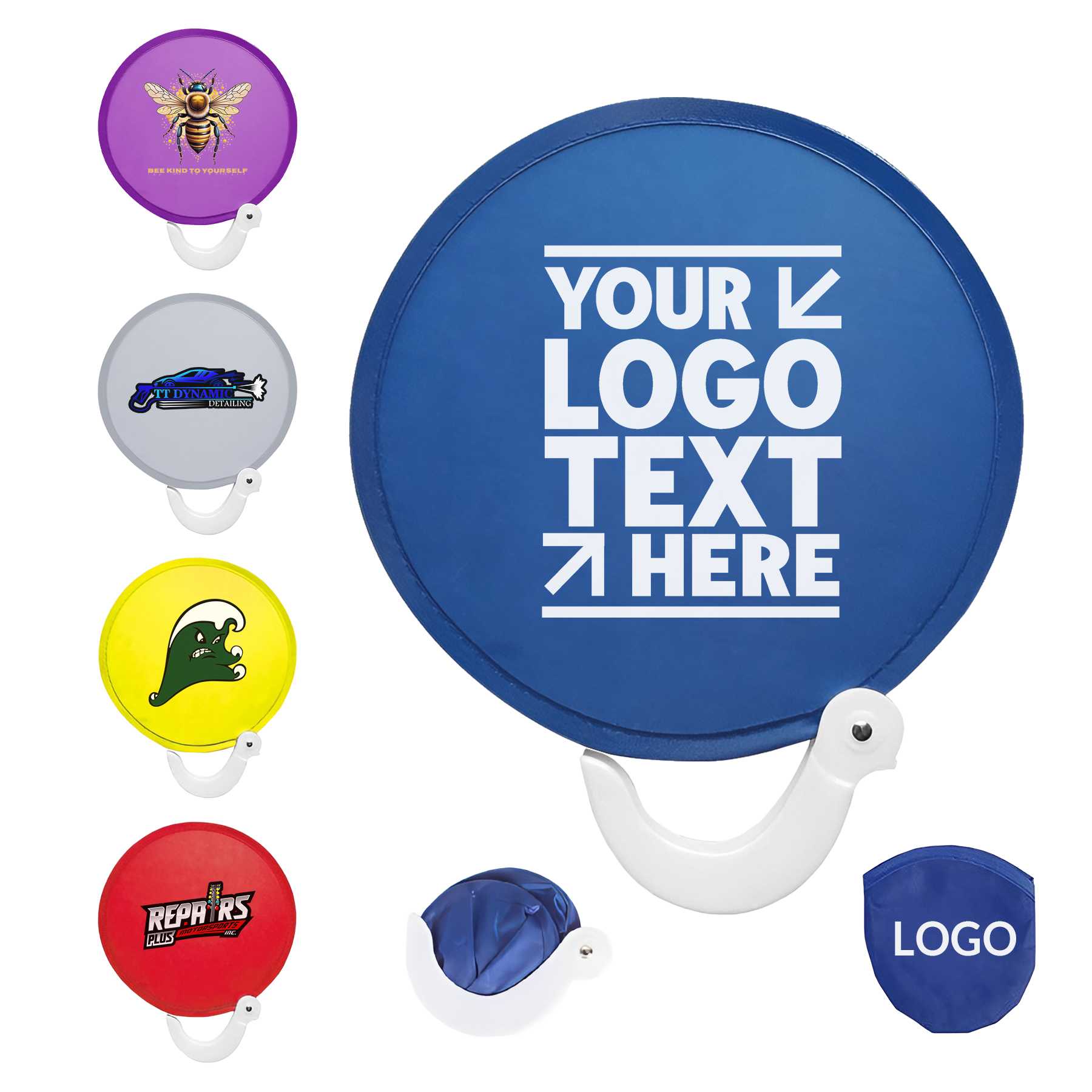 Custom Twist Fold Hand Fan | Collapsible Nylon Hand Fan with Handle