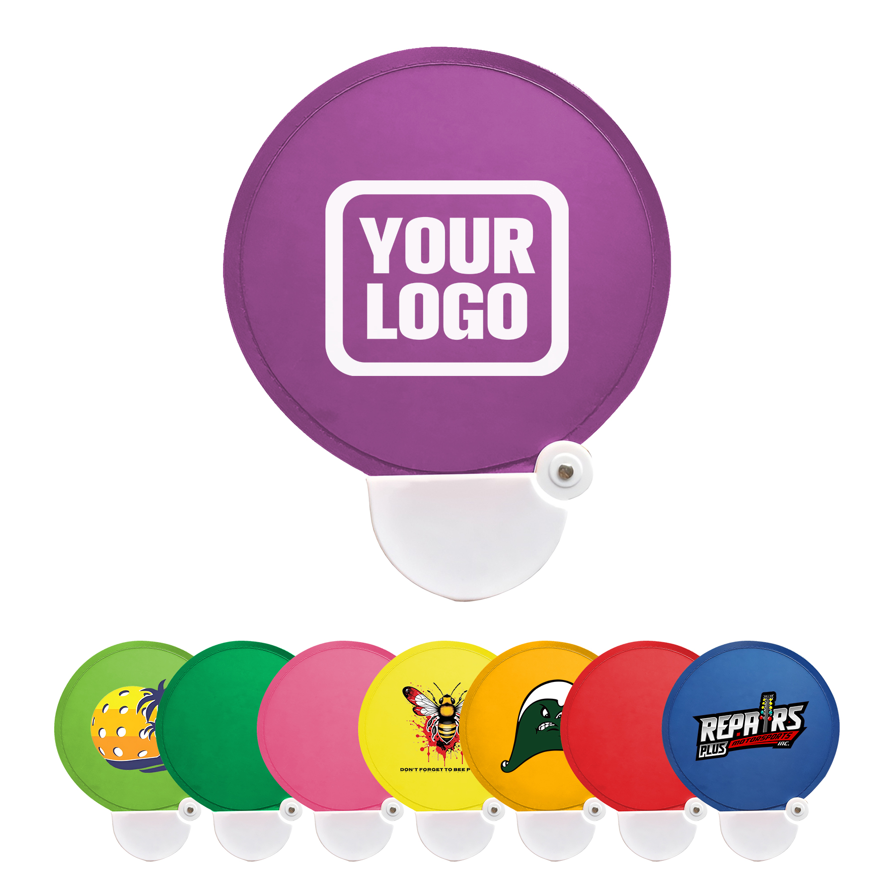 Custom Collapsible Hand Fan with Handle | Twist Fold Nylon Fan for Events & Promotions