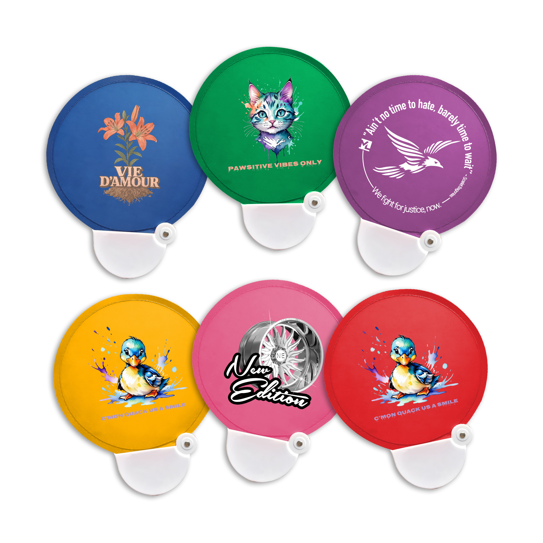 Custom Collapsible Hand Fan with Handle | Twist Fold Nylon Fan for Events & Promotions