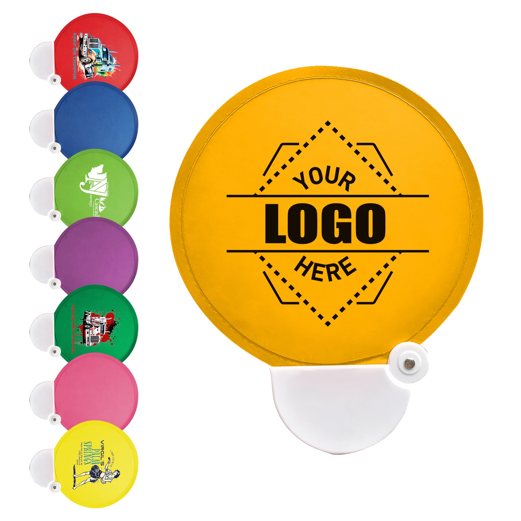 Custom Collapsible Hand Fan with Handle | Twist Fold Nylon Fan for Events & Promotions