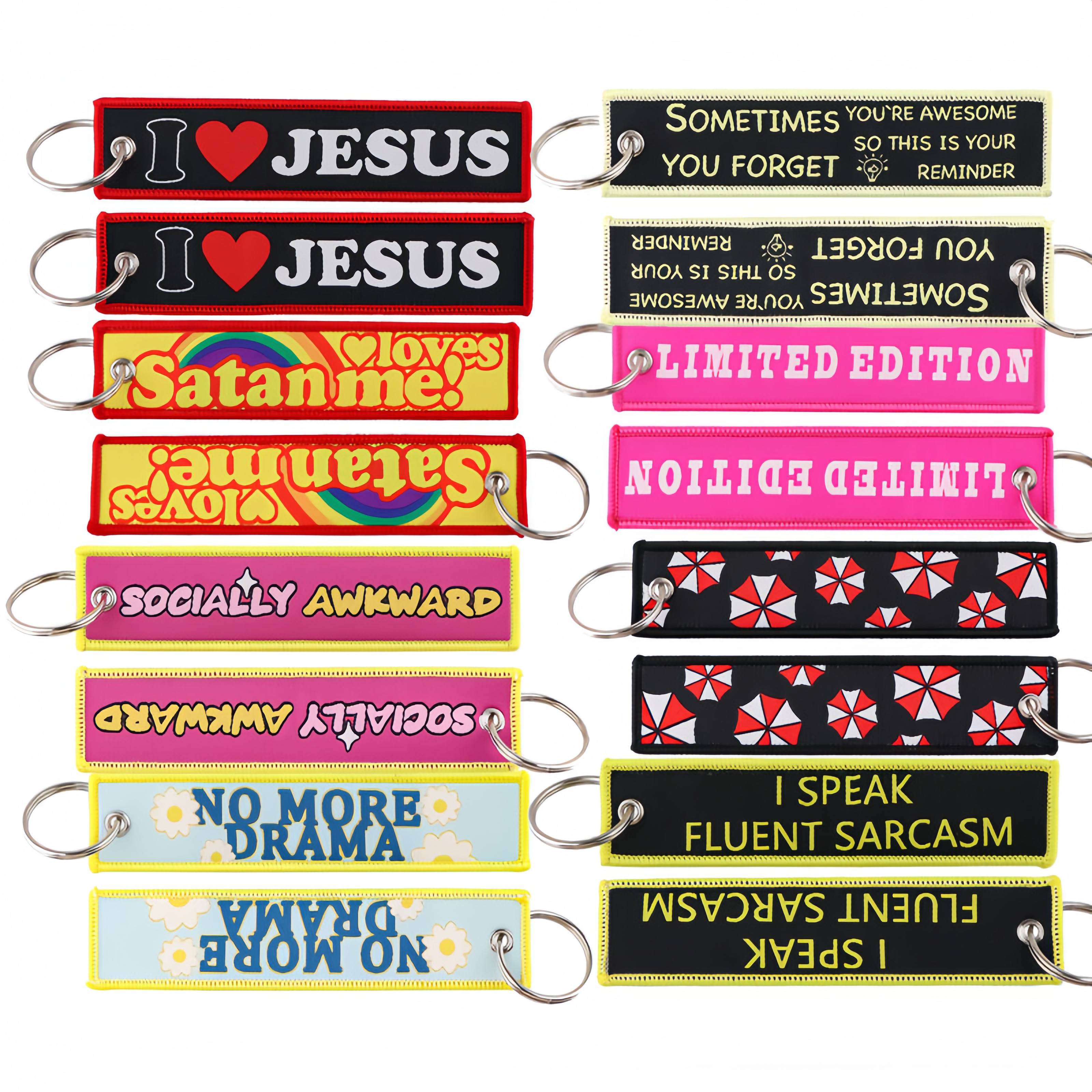 Custom Embroidered Key Tag With Your Logo - Bulk Woven Flight Keychains